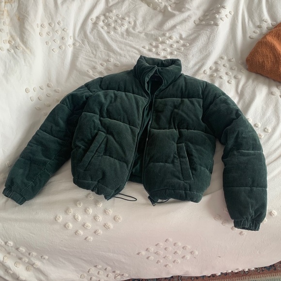 Forever 21 Jackets & Blazers - Green Corduroy Puffer Jacket